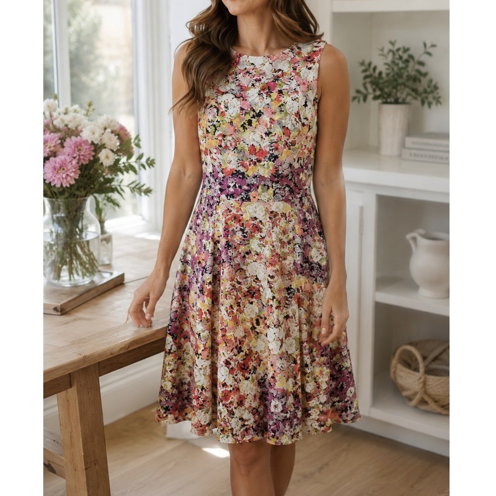 Danny and Nicole Floral Lace Sleeveless High Low Fit and Flare Dress Size 12